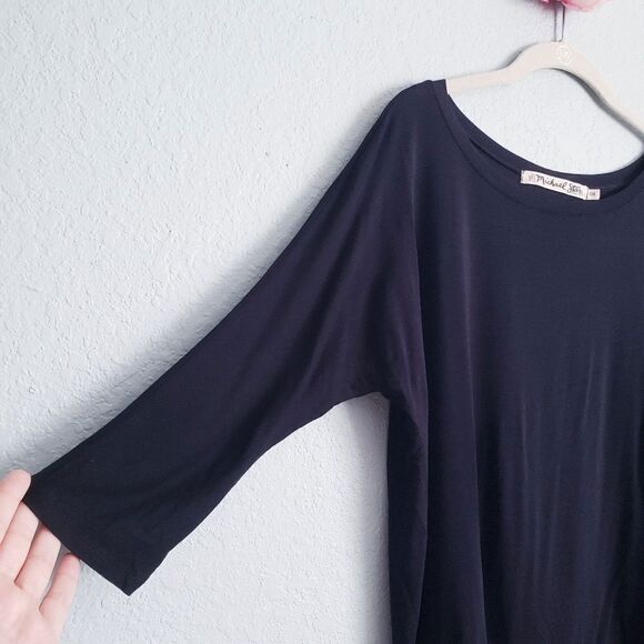 Michael Stars Black Hi Lo 3/4 Sleeve Top - Picture 3 of 6